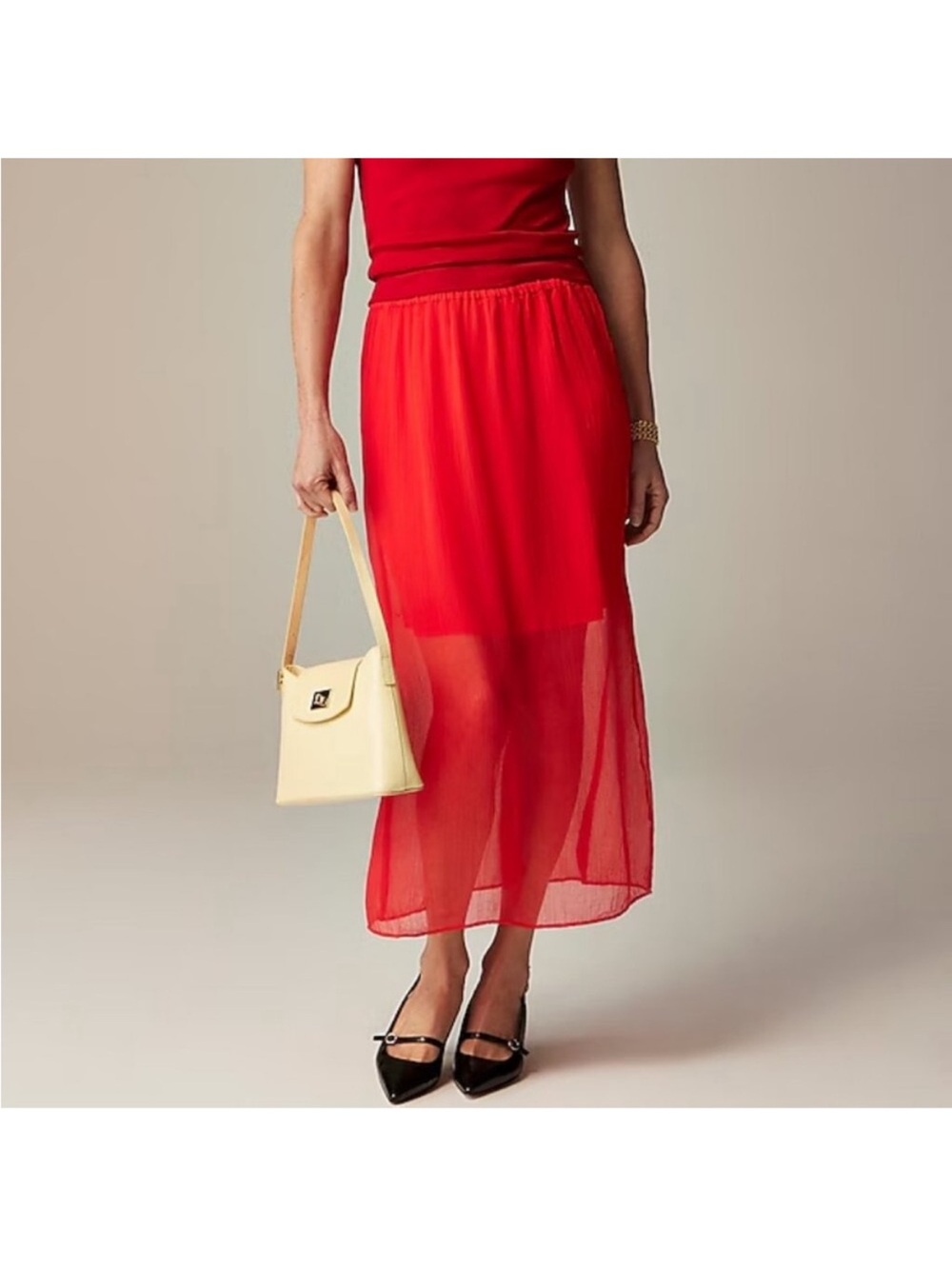 NWT J.Crew Gwyneth Layered Slip Skirt in Crinkle Chiffon